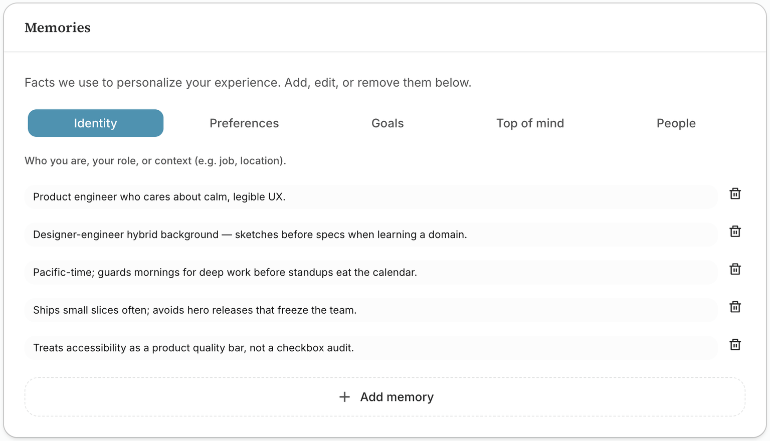 BigPicture settings screens for curated memory cards and capture defaults