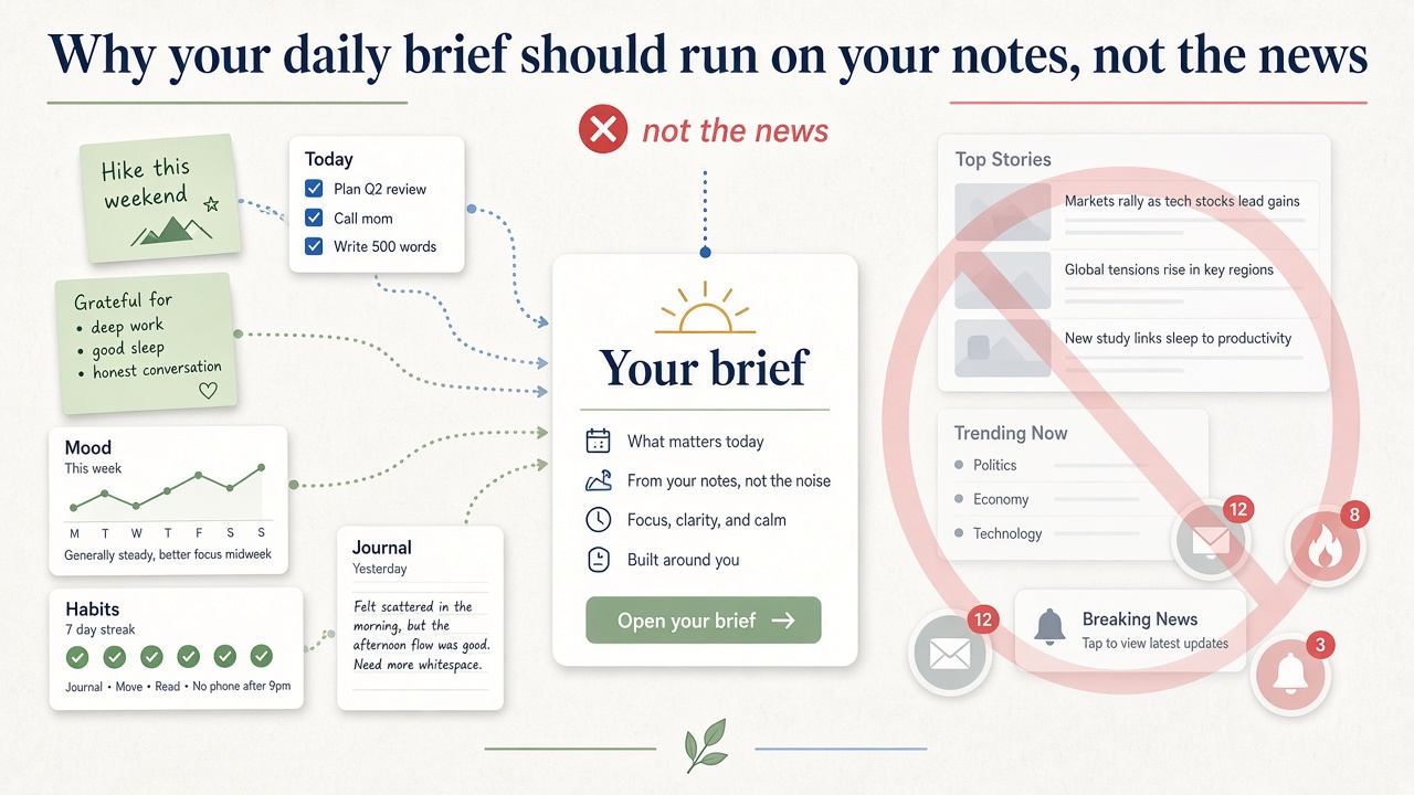 Why your daily brief should run on your notes, not the news